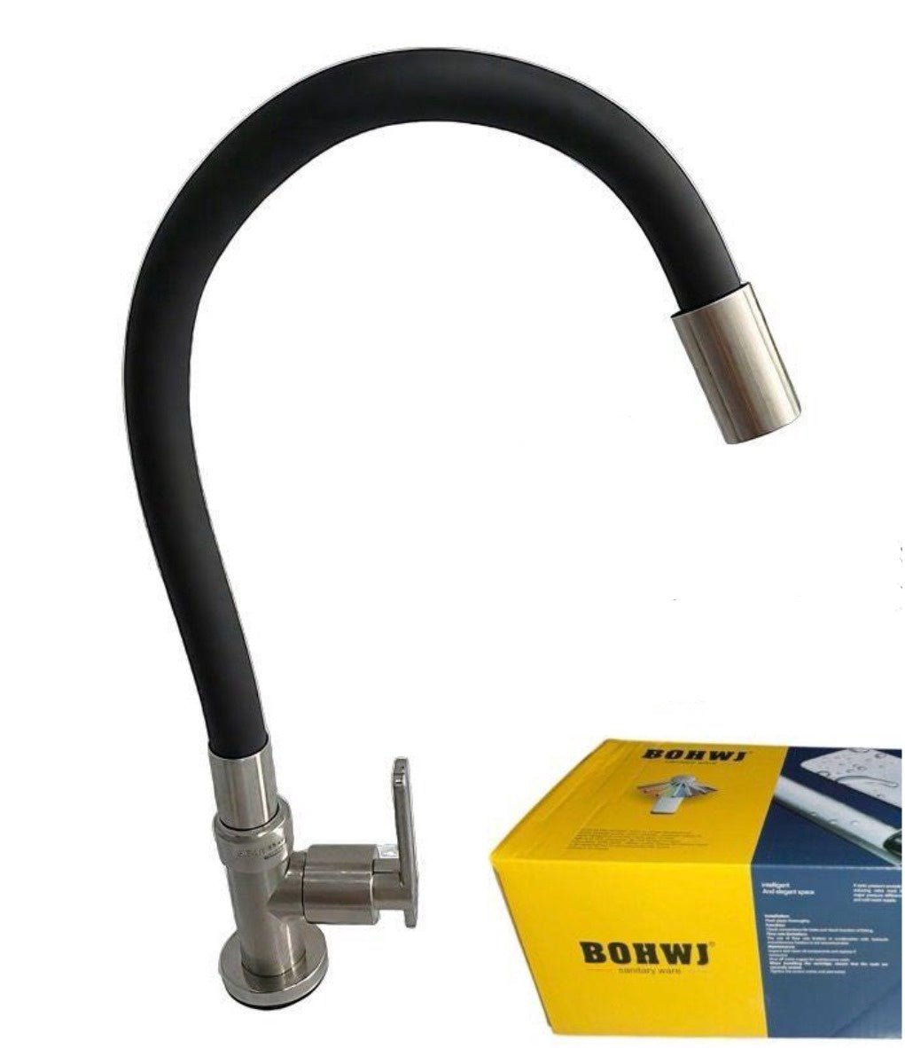 Goose Neck 1/2" Flex Head Lever Black & Brushed Nickle Bohwj SLT-6862-Y56