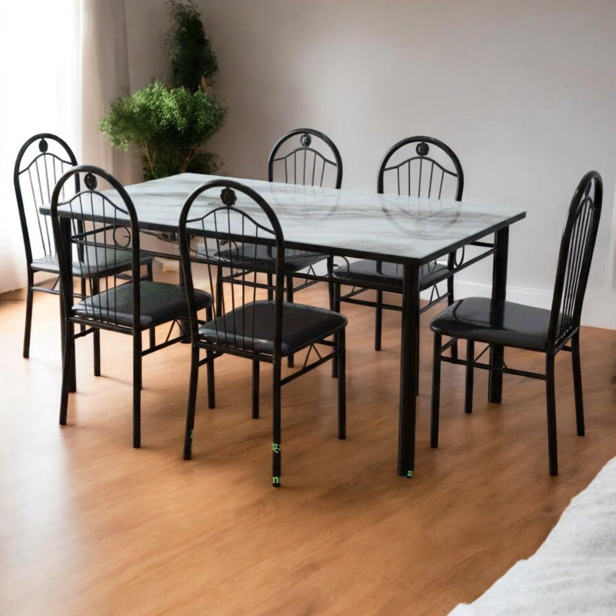 Glass Dining Table CZ-6699-Y54 with 6 Chair Set