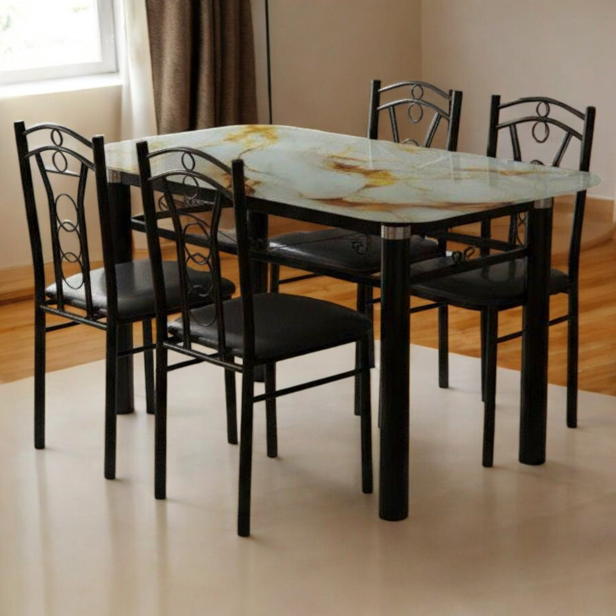 Glass Dining Table CZ-6692-Y54 with 4 Chair Set