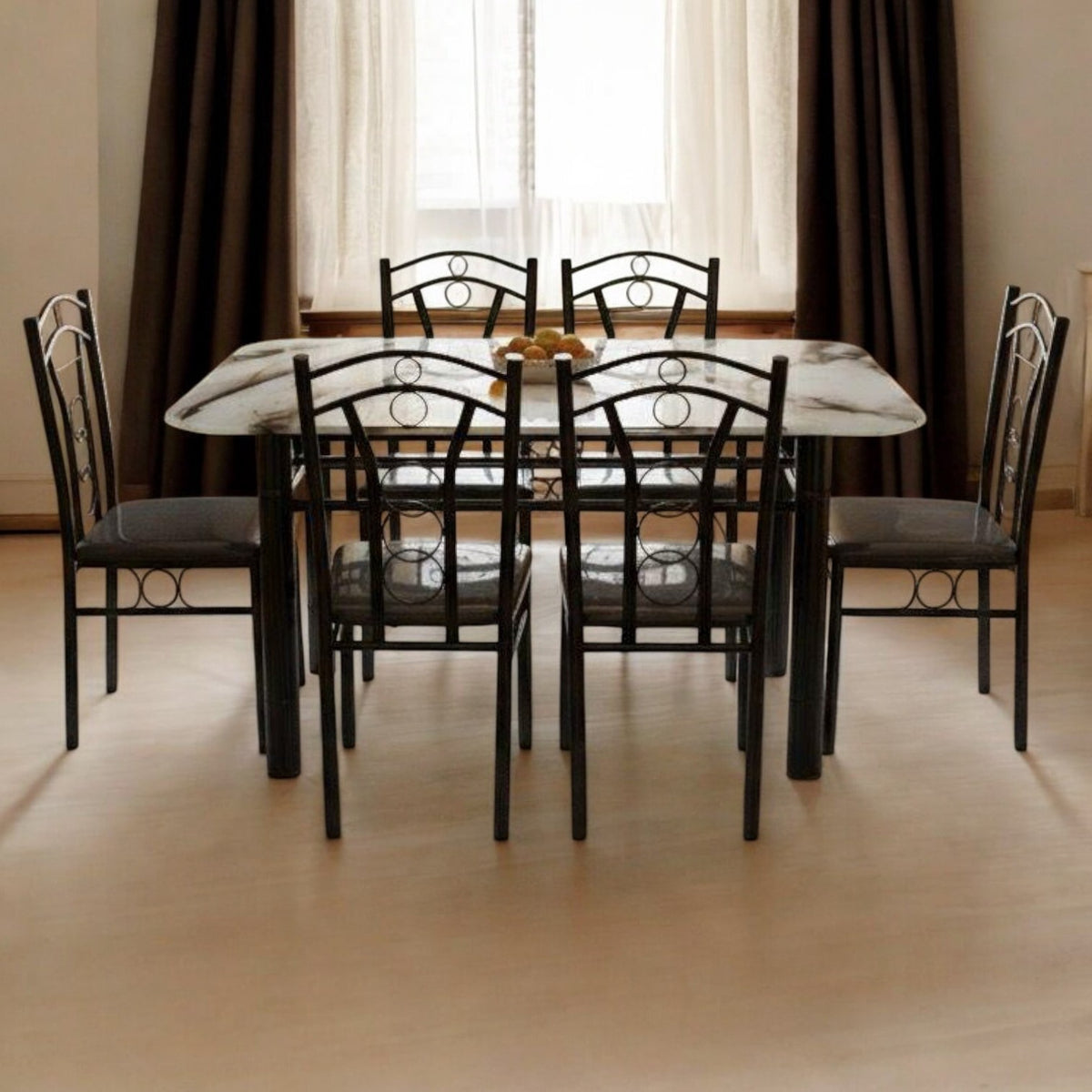 Glass Dining Table CZ-6694-Y54 with 4 Chair Set