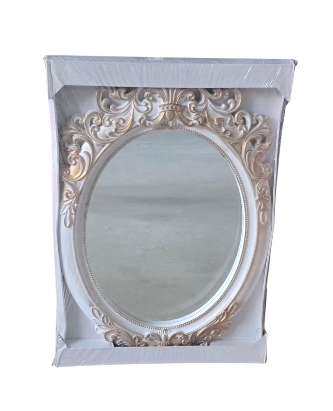 Mirror Wall Decorative White & Gold Oval GP-2579