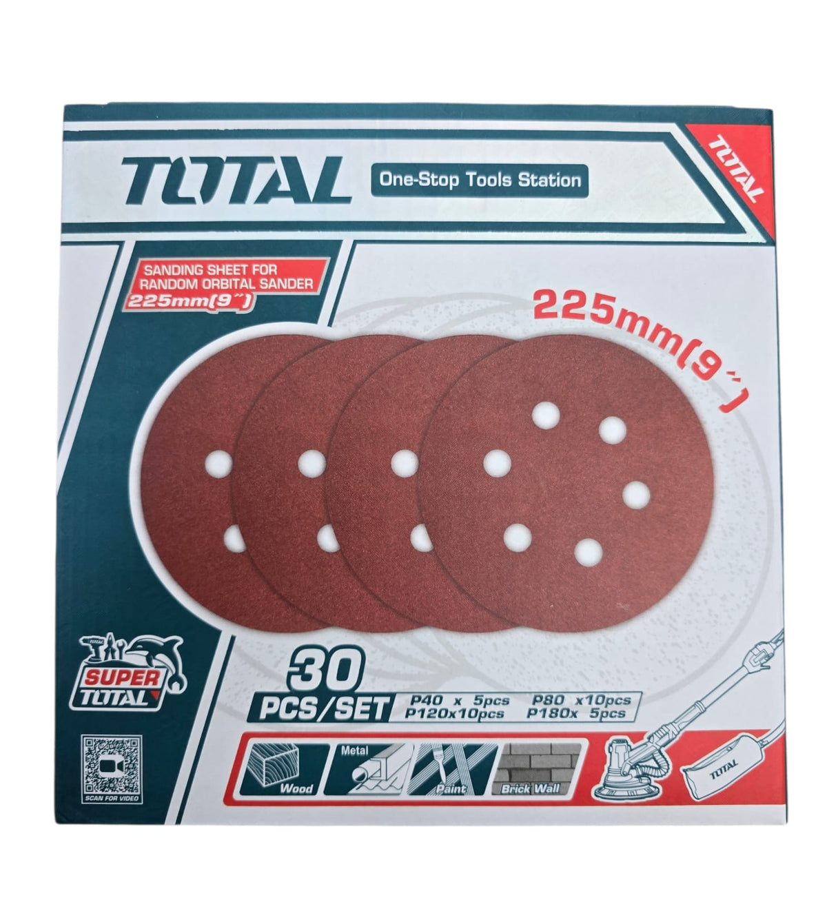TOTAL Sanding Sheet 9" TAC225030 30PCS Set