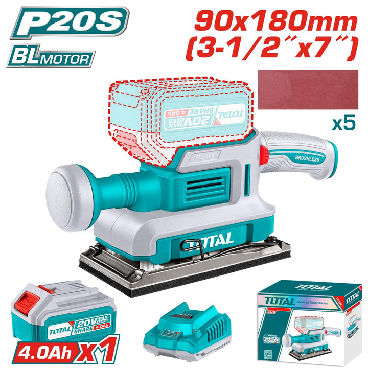 TOTAL Finishing Sander 20V Cordless UTFSLI20311