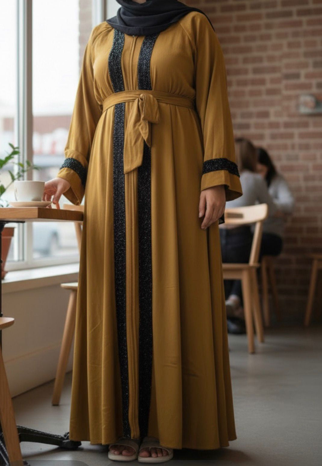 Gown Abaya Black Bead Assorted
