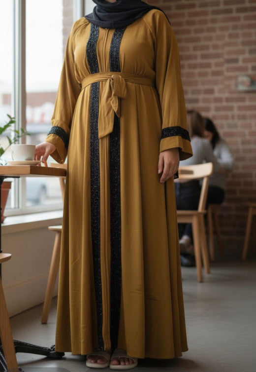 Gown Abaya Black Bead Assorted