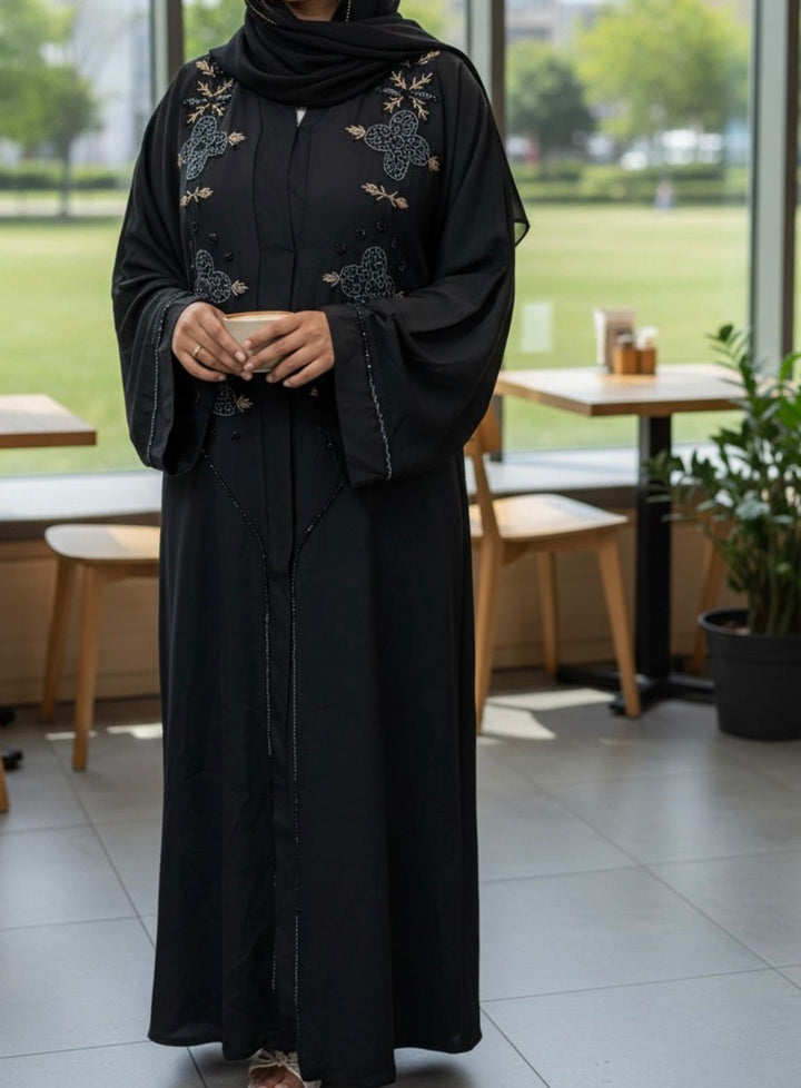 Gown Abaya Black Embellished