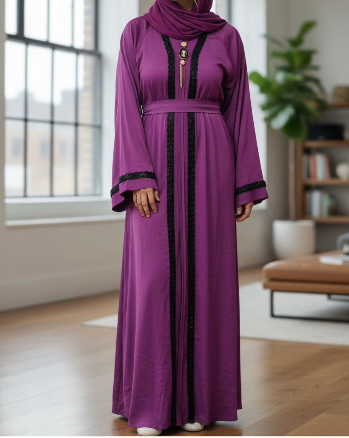 Gown Abaya Black Bead Assorted