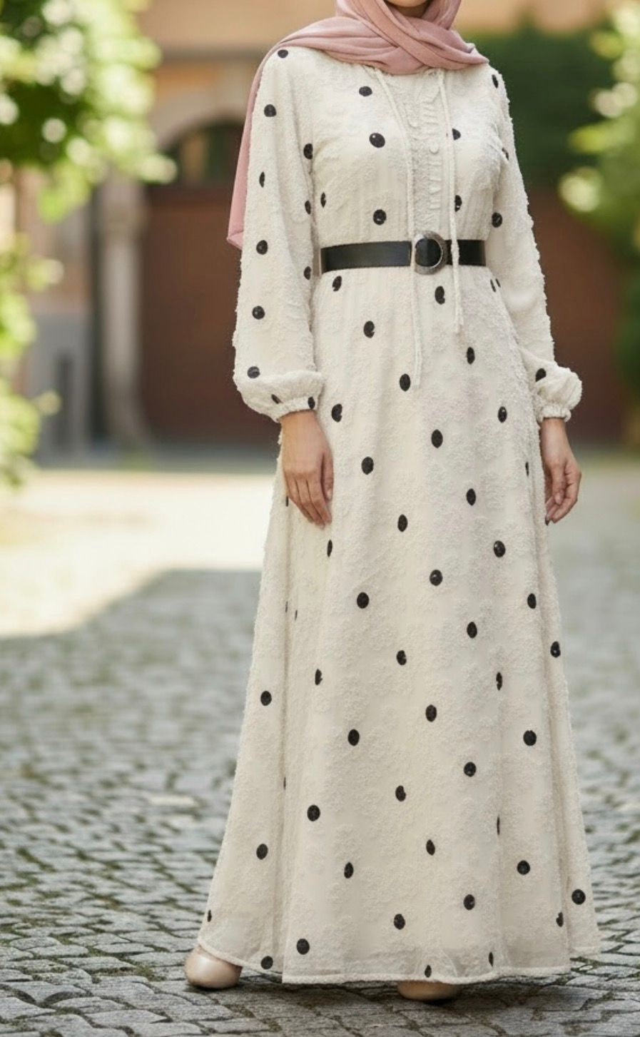 Dress Polka Dots Lined Blush / Ecru / Black