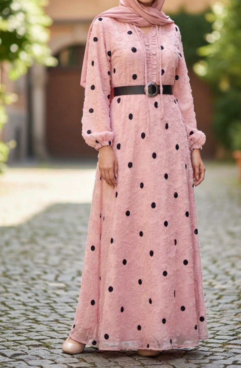 Dress Polka Dots Lined Blush / Ecru / Black