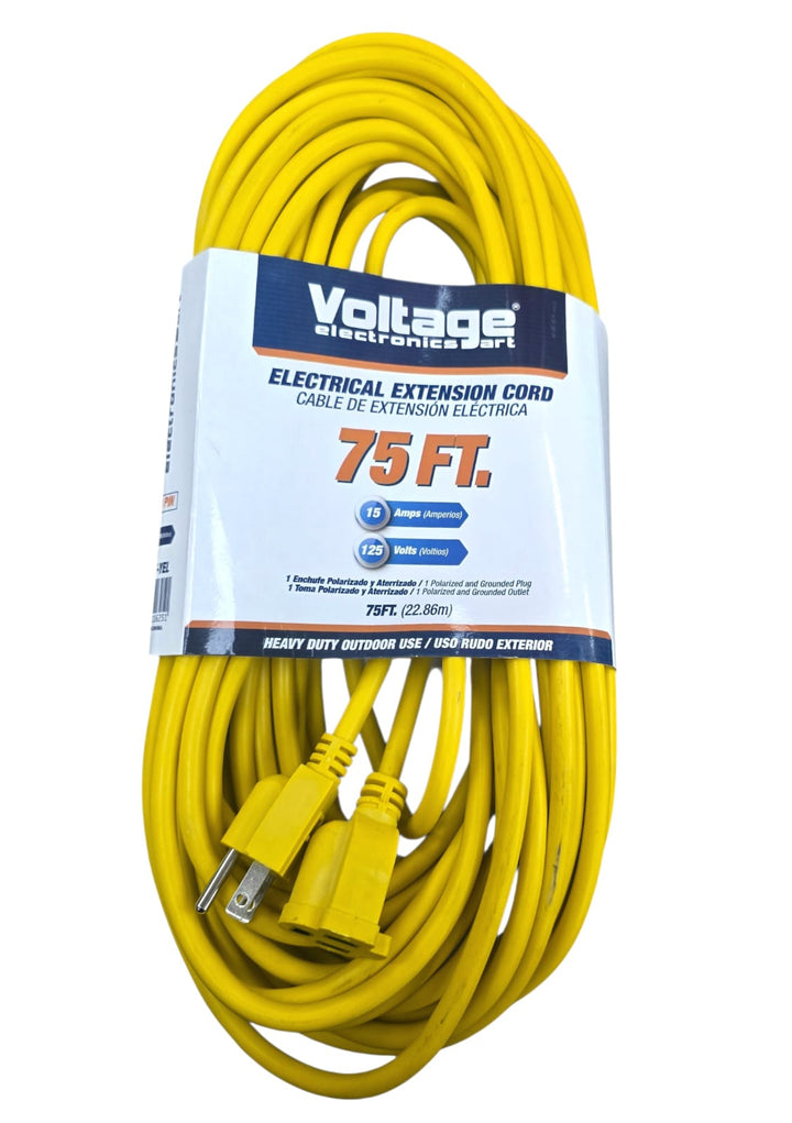 VOLTAGE Extension Cord Outdoor Yellow 75FT 15AMPS V-75FT-YEL
