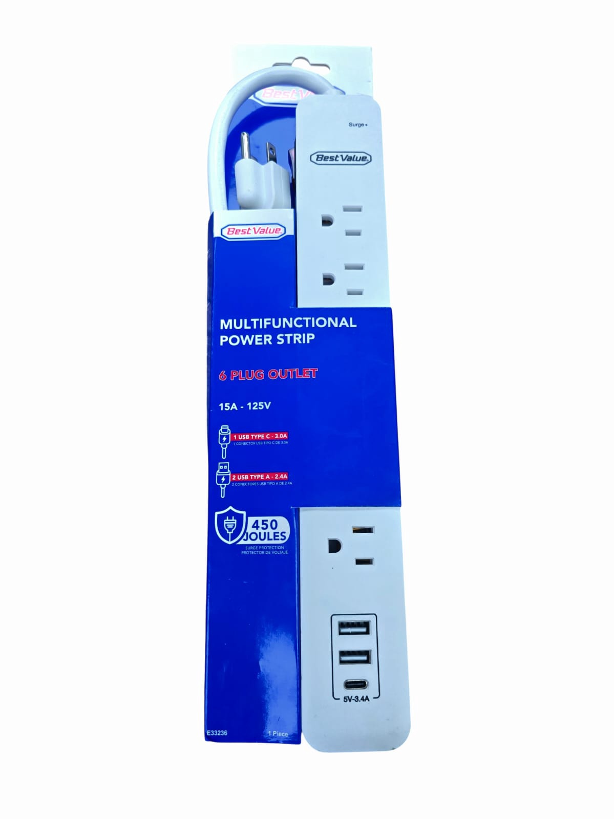 BEST VALUE Power Strip 6 Outlet with USB Port E33236