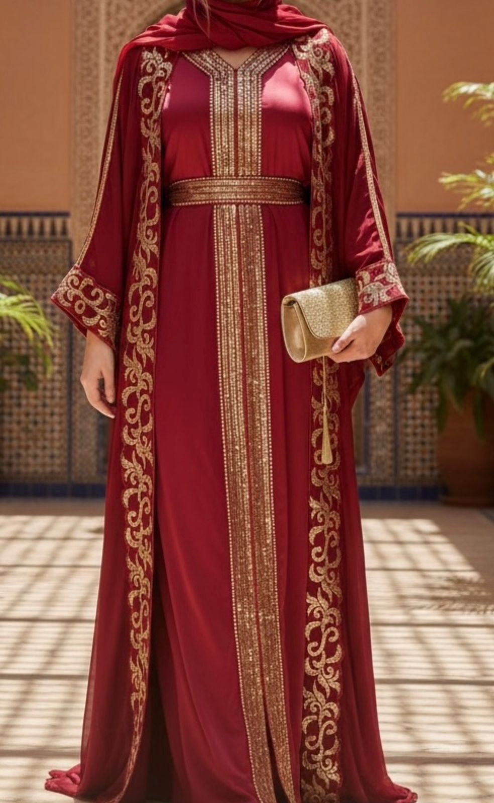 Gown Abaya Sequin Embellished Pink / Burgandy / Blue / White