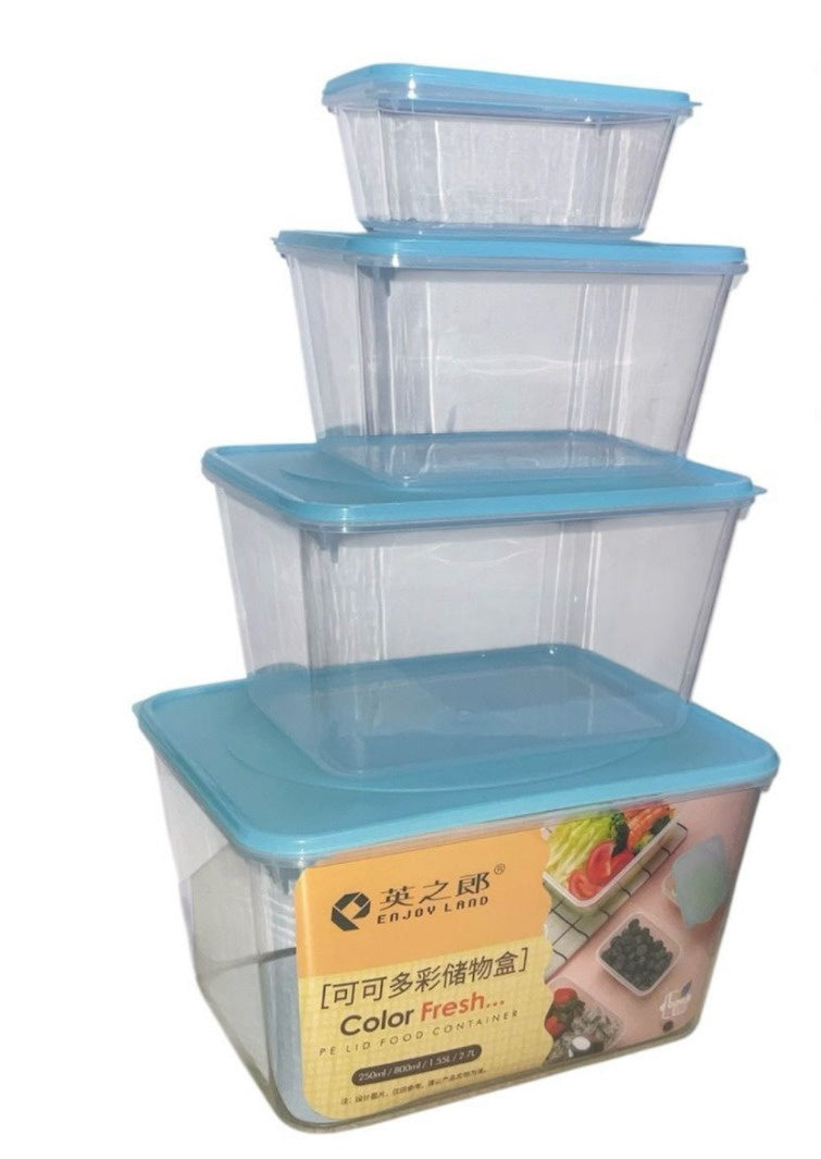 Dish Set 4PCS Clear with Cover Enjoy Land