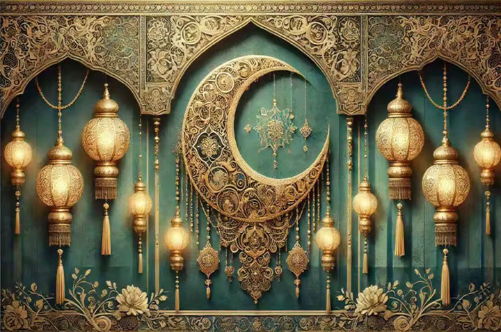 Eid / Ramadan Banner Backdrop Green & Gold