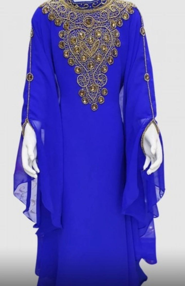 Gown Abaya Girls Beaded Assorted Colors & Pattern