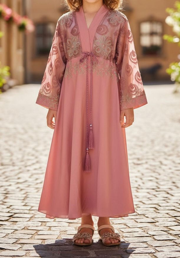 Gown Abaya Girls Pink