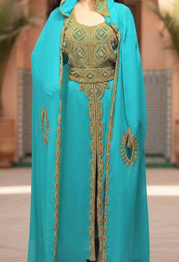 GENERIC Gown Beaded Embellished with Hood