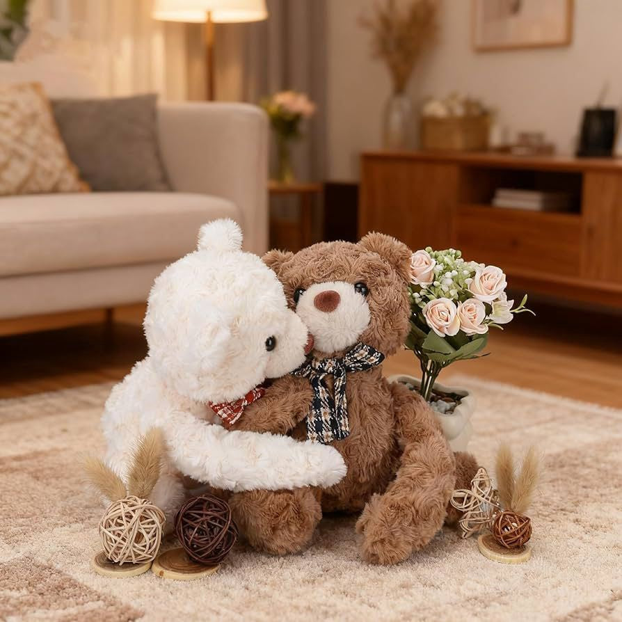 Plush Teddy Bear Hugging Pair