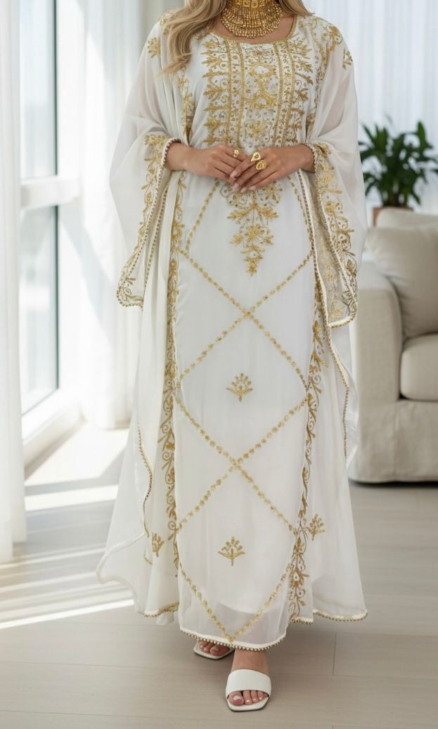 Gown Beaded Embroidery White