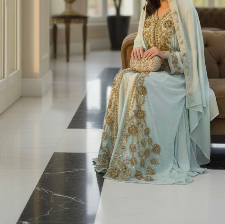 Gown Beaded Embellished Mint