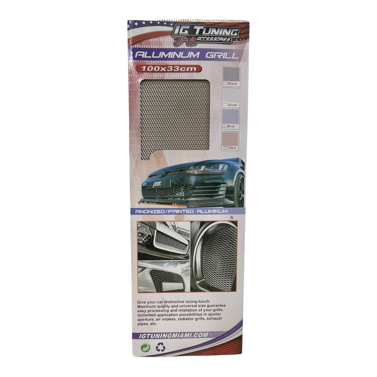 Car Grill Mesh Ig Tuning Aluminum 100X33CM Silver ZW0002-AL