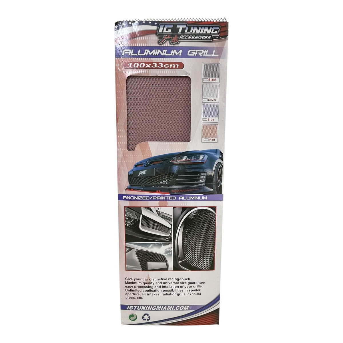 Car Grill Mesh Ig Tuning Aluminum 100X33CM Red ZW0002-RD
