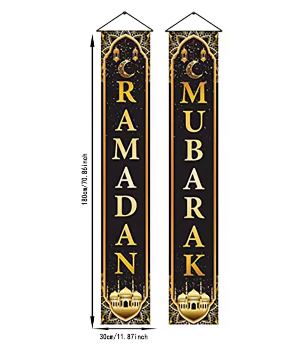 Eid / Ramadan Decor Banner Door Hanging 2PCS Set Black