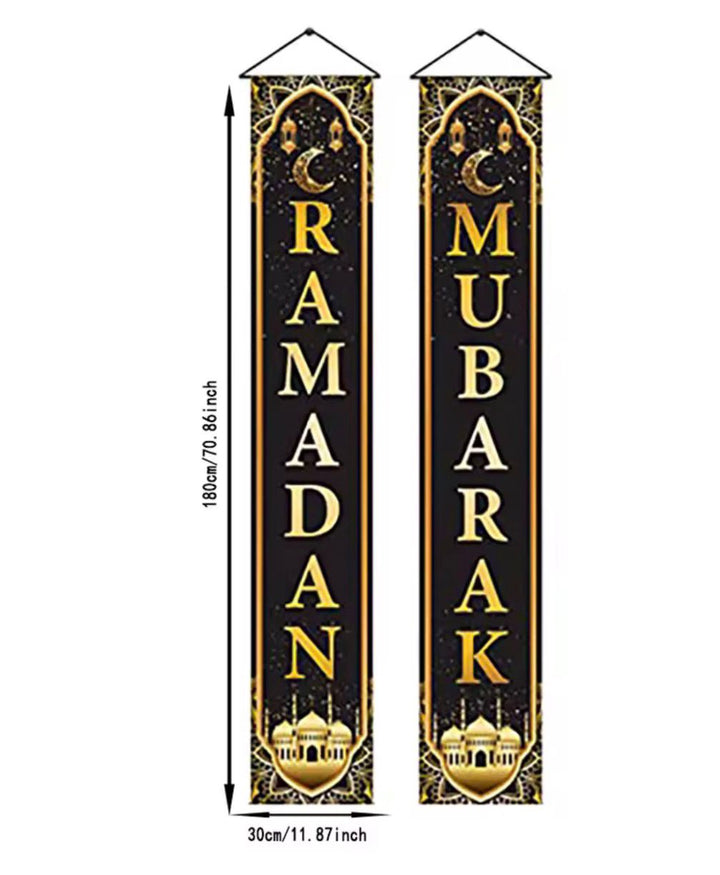 Eid / Ramadan Decor Banner Door Hanging 2PCS Set Black