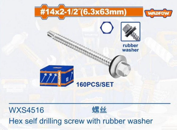WADFOW Screw Ind. 2 1/2" Unpainted METAL-METAL #14 X 2.5" WXS4516 160PCS Per Box
