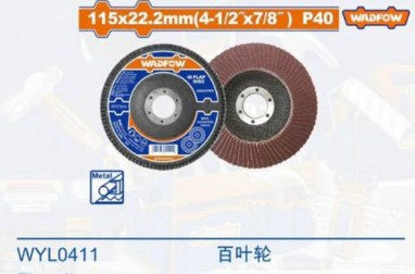 WADFOW Disc Flap 4.5" X 7/8" Grit 40 WYL0411