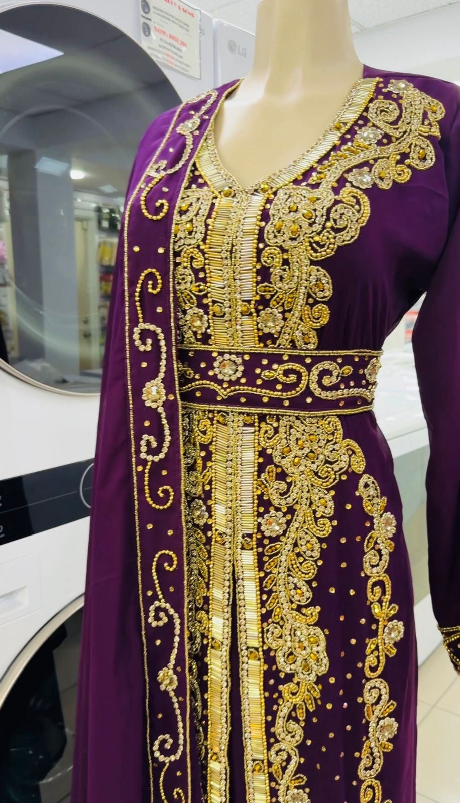 Gown Beaded Embroidery Purple
