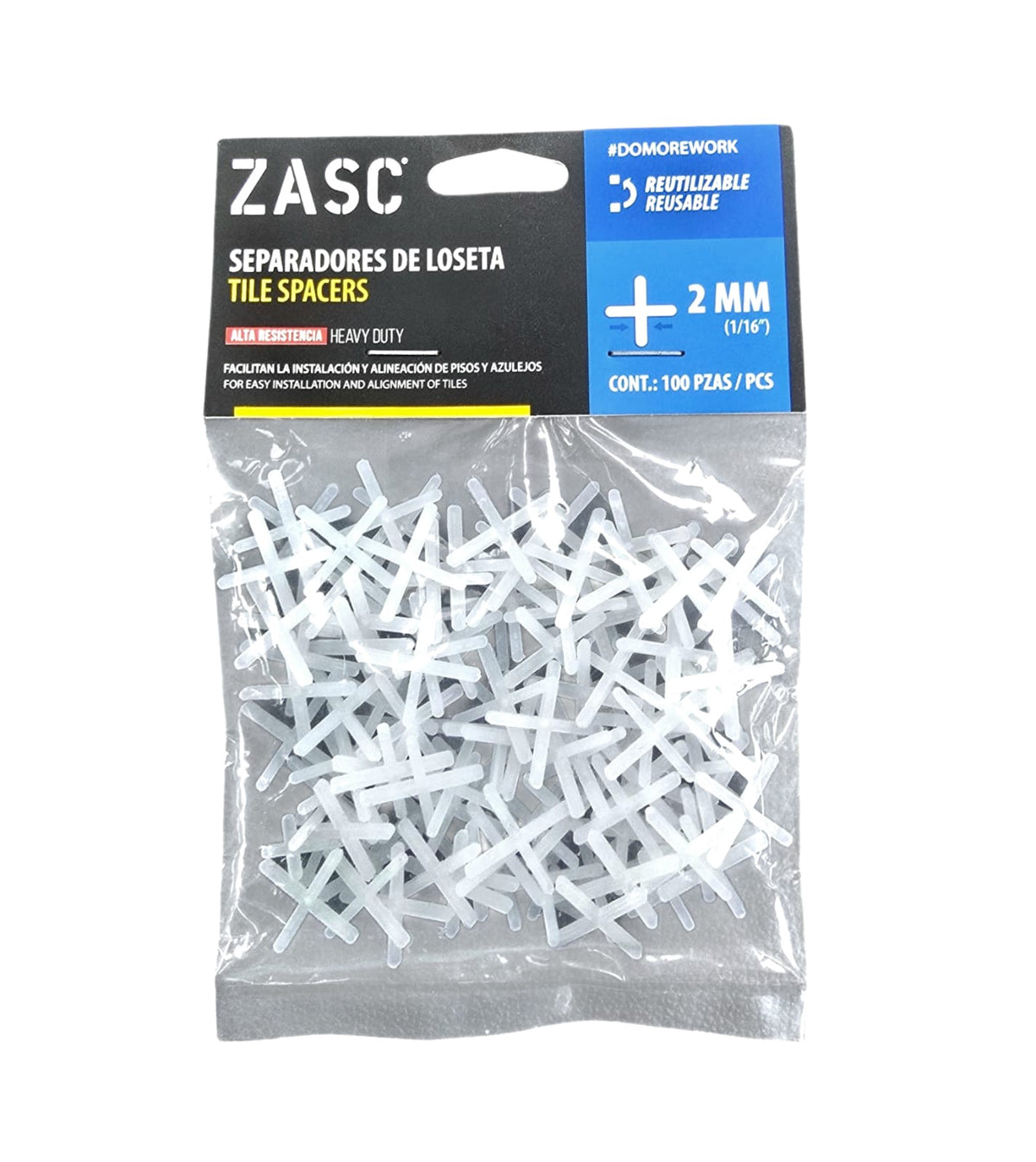 ZASC Tile Spacers Plastic 2MM 100PCS Z-TS2MM