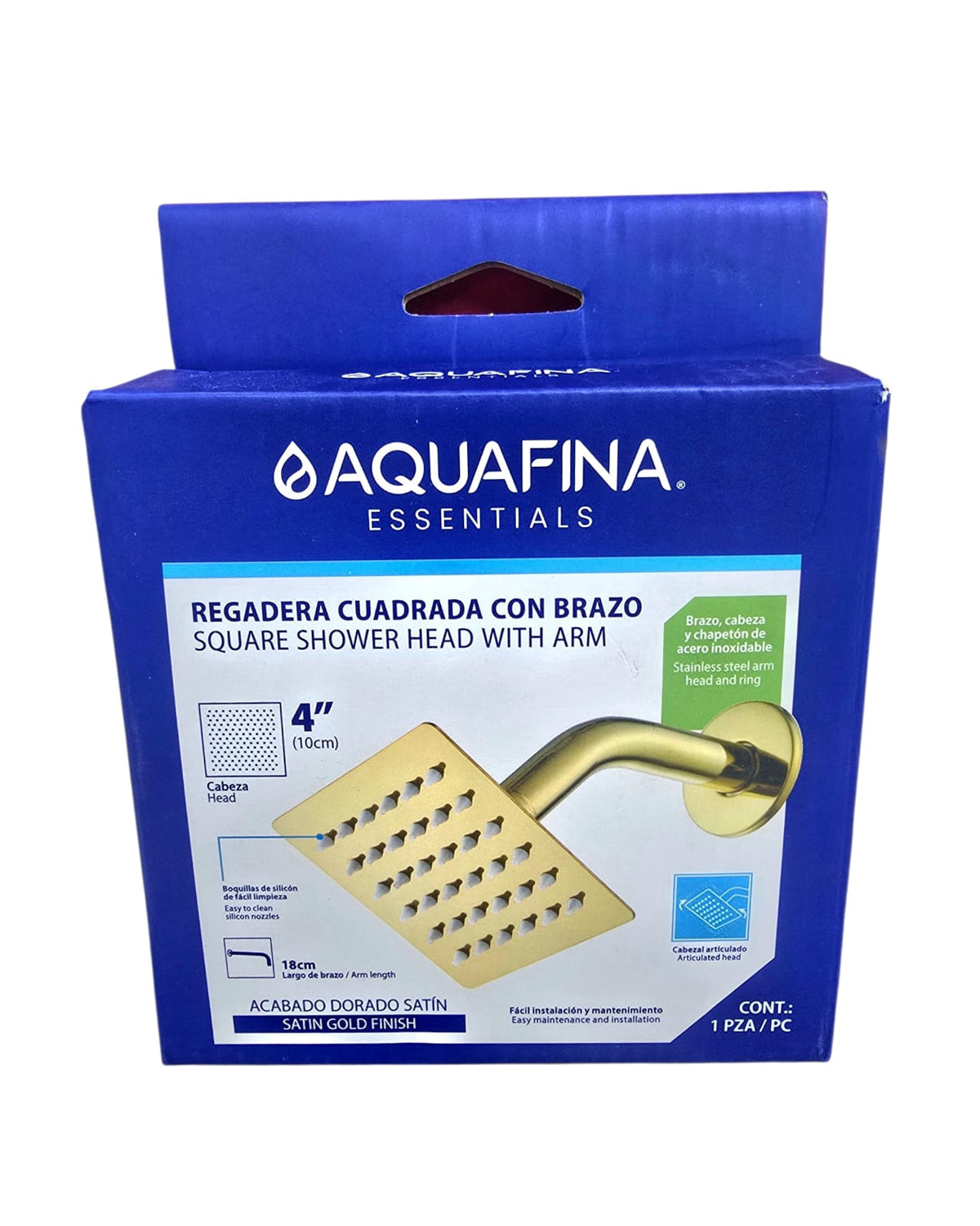 AQUAFINA BLUE Shower Head Aquafina Square 4" Satin Chrome A-SHS4-4
