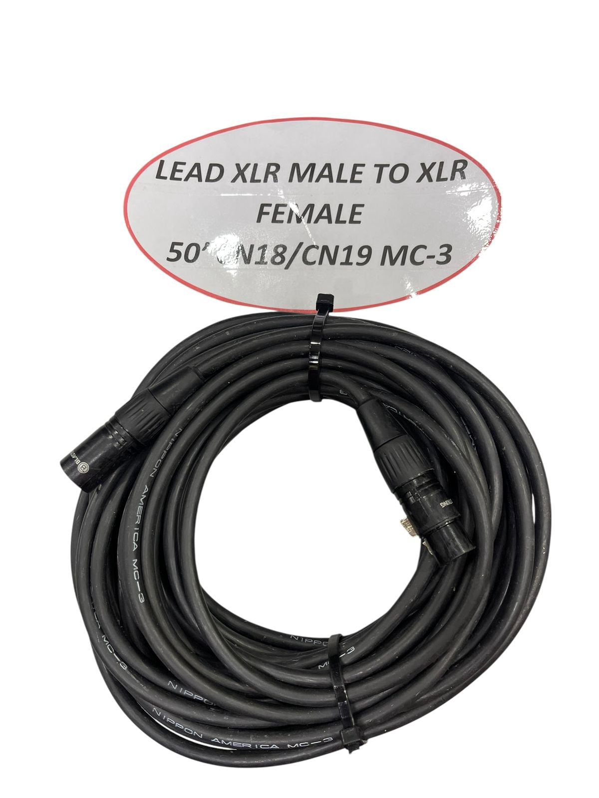 Lead Xlr Male to Xlr Female 50' Custom CN18 CN19 MC-3