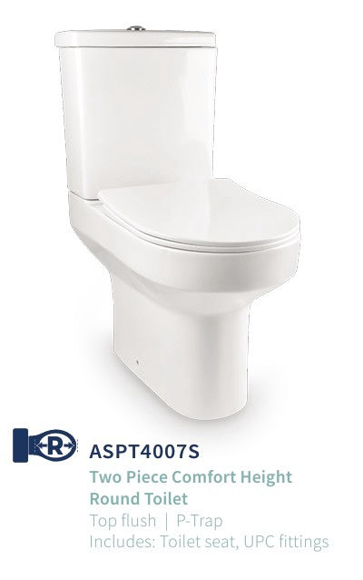 BISMAN Toilet Set P Trap Round Closed Coupled White Dual Flush ASPT4007S