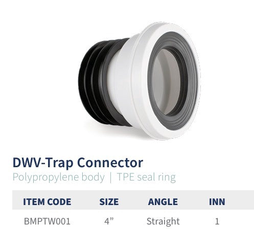 BISMAN PVC Pan Connector 4" Straight BMPTW001
