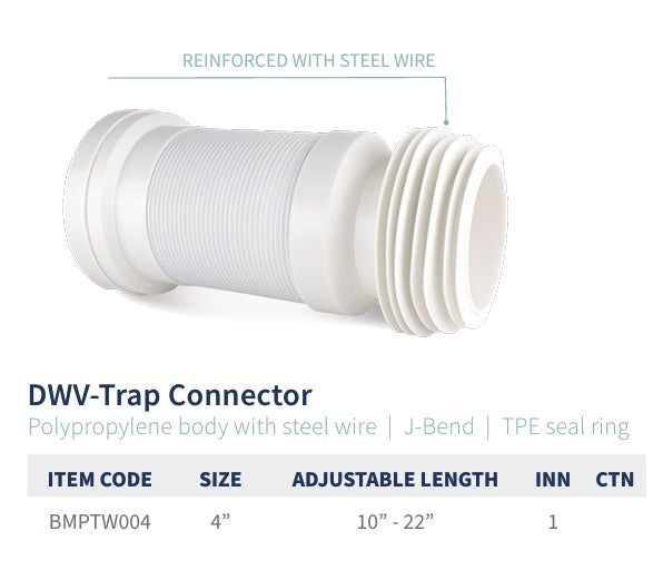 BISMAN PVC Pan Connector 4" Flexible Adjustable BMPTW004