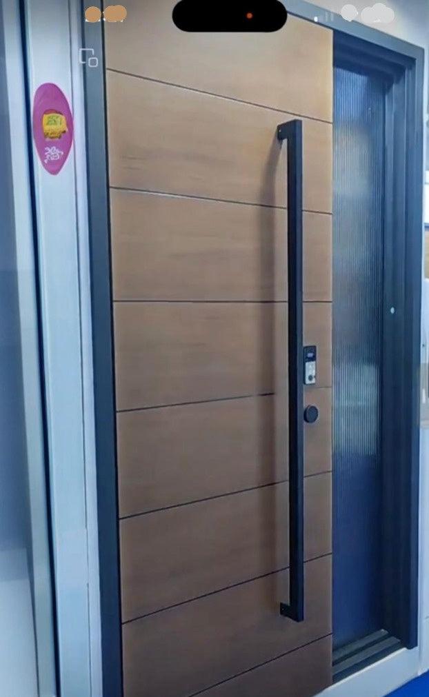 Door Metal Brown Wood Panels with 1 Side Panel DKG3