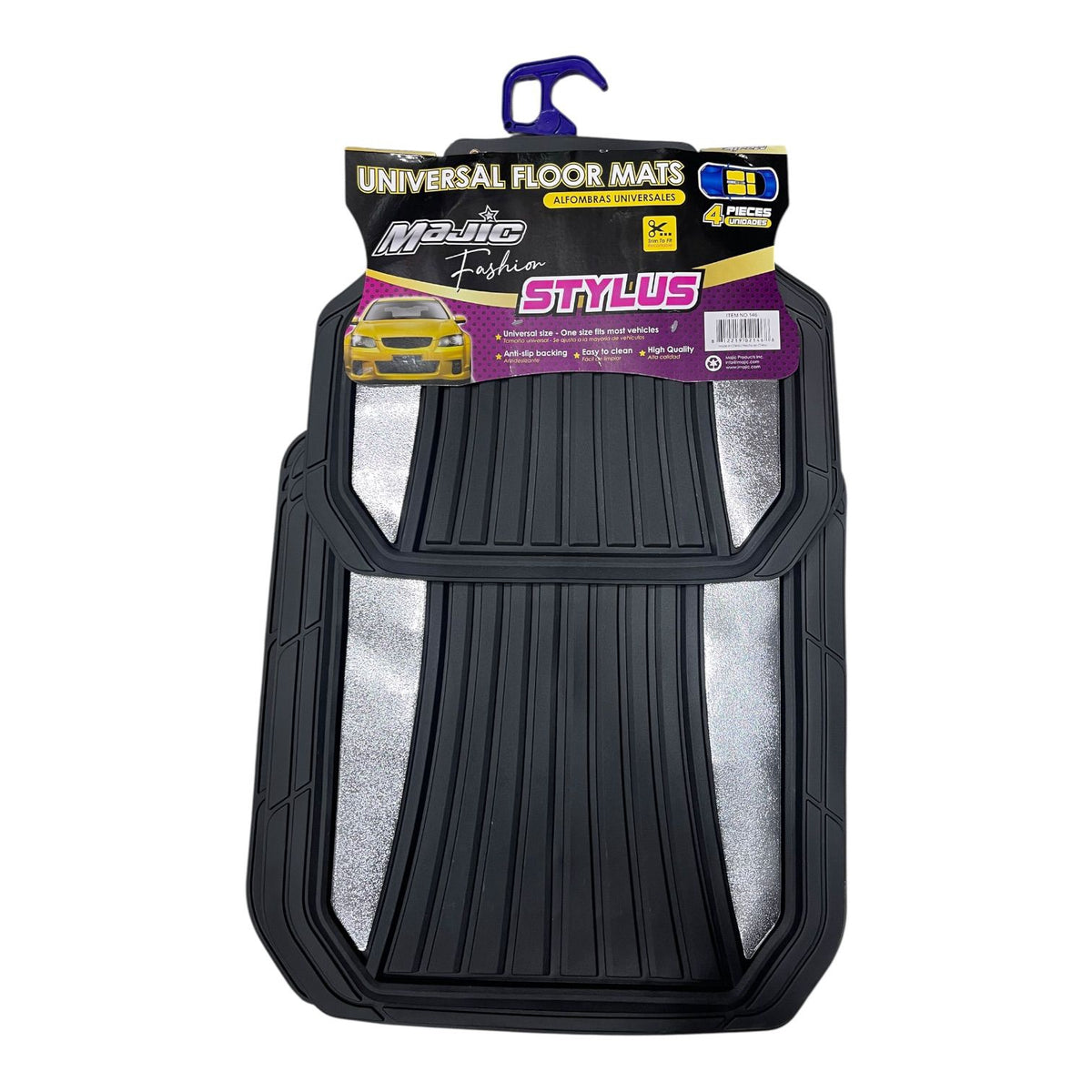 MAJIC Car Mat Universal 146 4PCS Stylus Black and Silver
