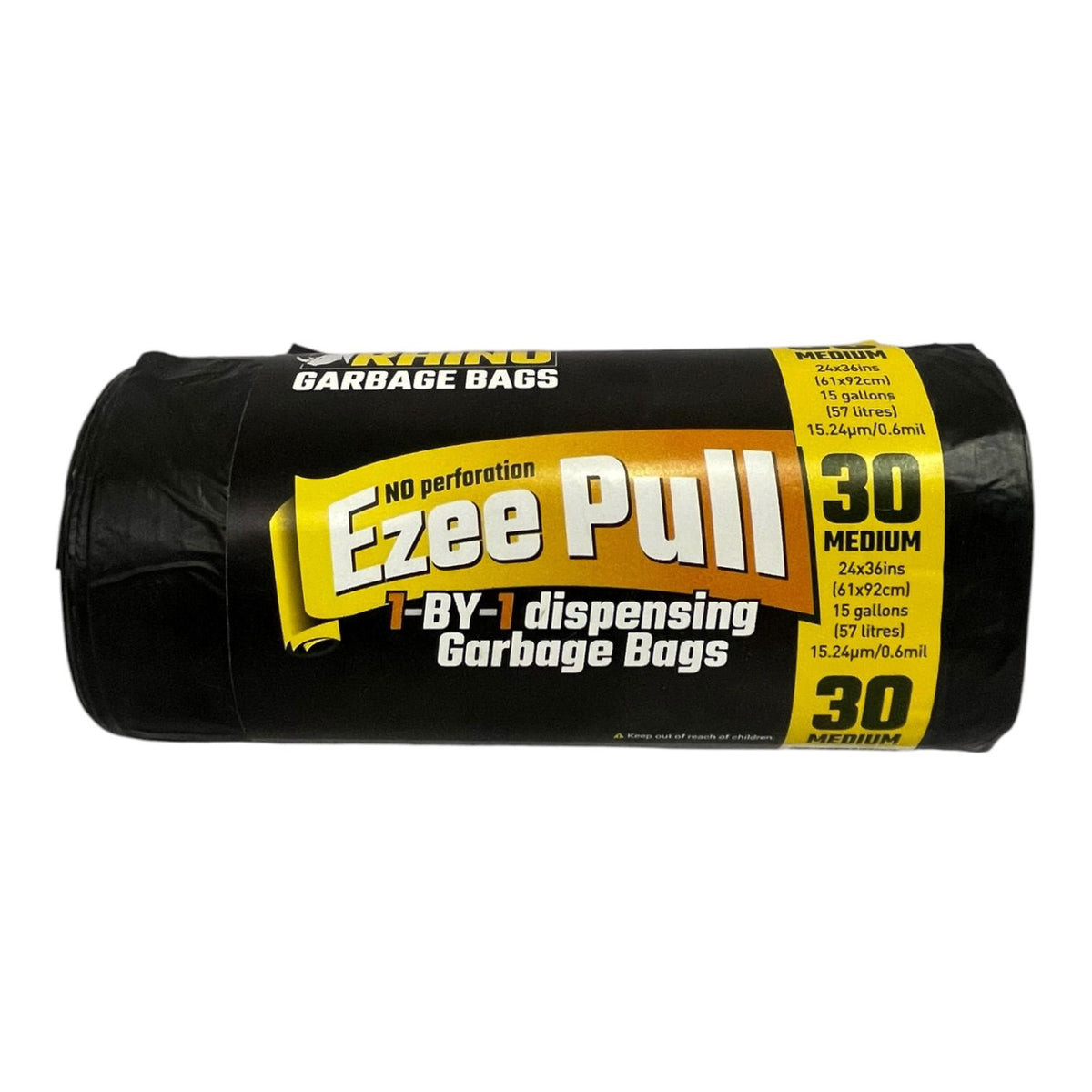 RHINO Bags Garbage Black Ezee Pull 30PCS Medium Roll 24X36"
