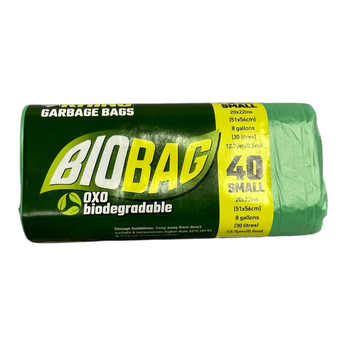 RHINO Bags Garbage Green Biobag 40PCS Small Roll 20X22"