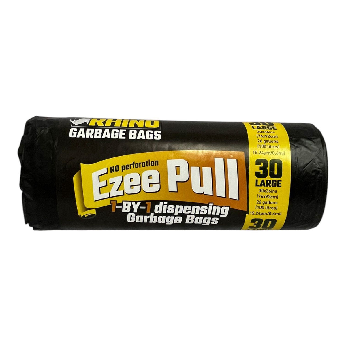RHINO Bags Garbage Black Ezee Pull 30PCS Large Roll 30X36"