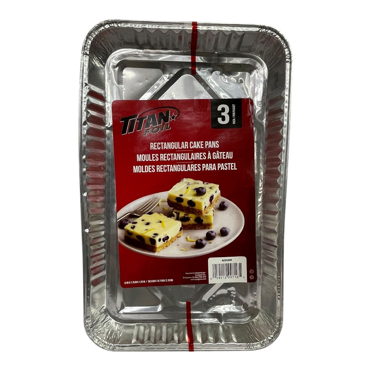 TITAN Foil Tray BZ90309R 3PCS Pack Cake Rectangle 12X7X1"