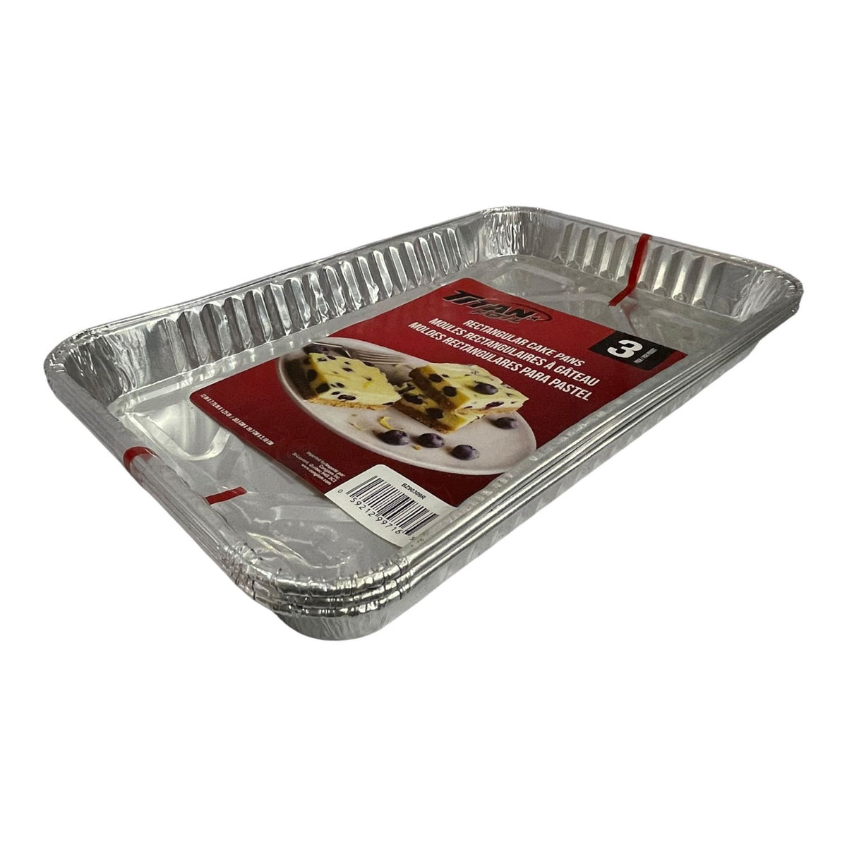 TITAN Foil Tray BZ90309R 3PCS Pack Cake Rectangle 12X7X1"