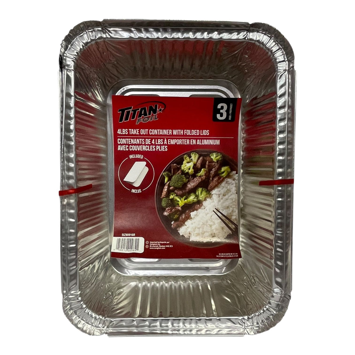 TITAN Foil Tray BZ90916R 3PCS Pack Pan with Lids