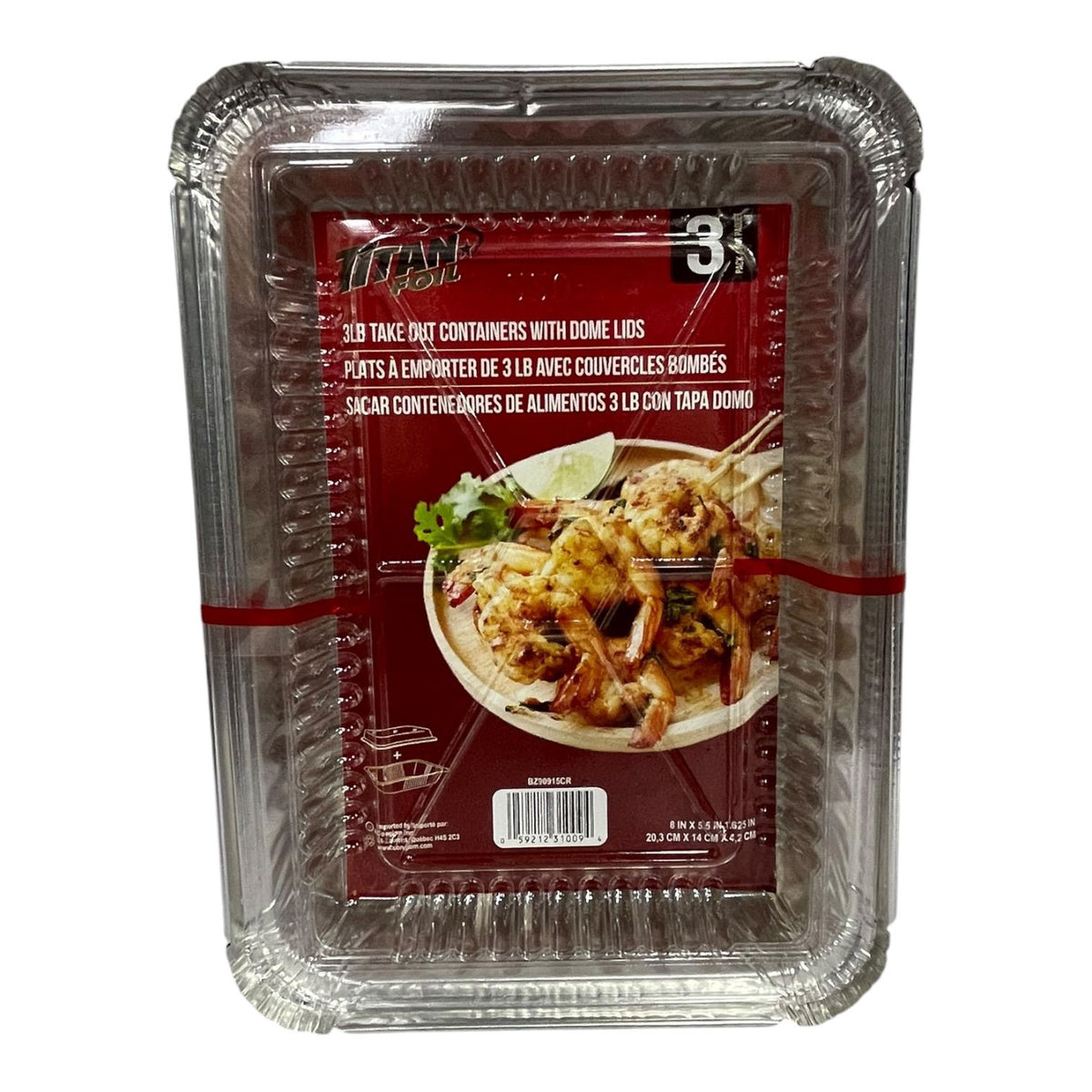 TITAN Foil Tray BZ90915CR 3PCS Pack Pan Dome with Lids