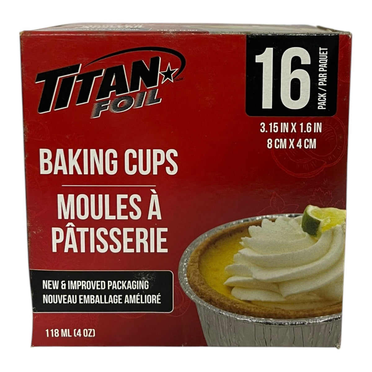 TITAN Foil Tray BZA0934 16PCS Pack Cup Cake Baking 8X4" 4OZ