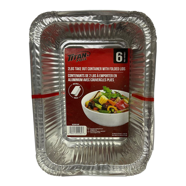 TITAN Foil Tray BZ90910R 6PCS Pack Pan with Lids