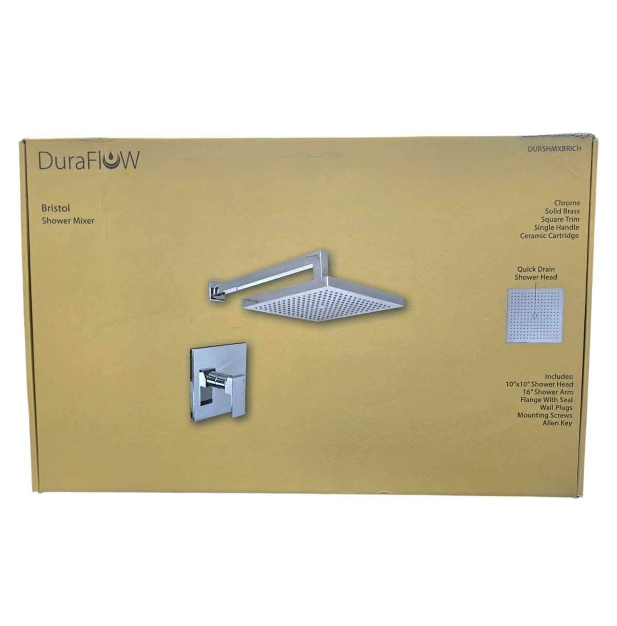 DURAFLOW Shower Mixer Bristol Chrome Square Trim Durshmxbrich