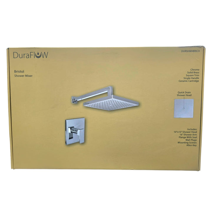 DURAFLOW Shower Mixer Bristol Chrome Square Trim Durshmxbrich